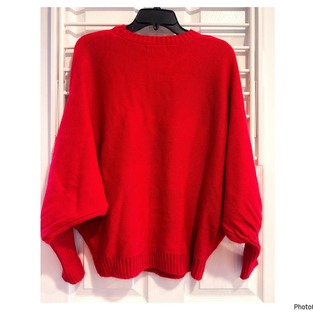 Red & White Merry Christmas Crewneck Sweater Holiday Festive Medium - Picture 4 of 4